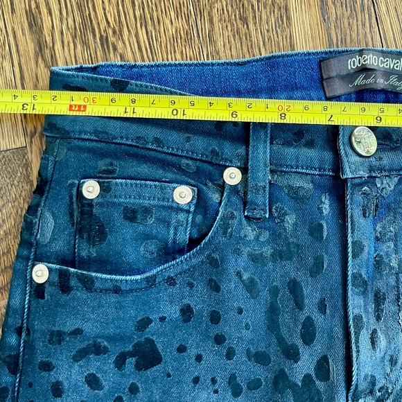 Robert Cavalli Black Leopard Print coated finish straight leg jean - Picture 5 of 8